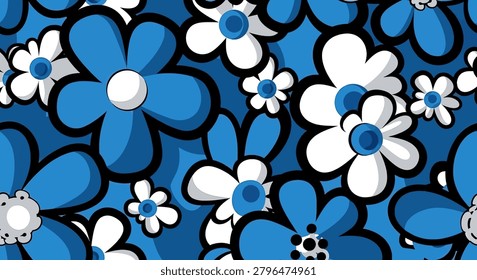 Collection of blue white flower graphics