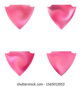 Collection of blurred backgrounds in the form of a shield. Trendy soft color effect. Concentric style of 80th. Pink modern abstract covers for your graphic design or creative projects.