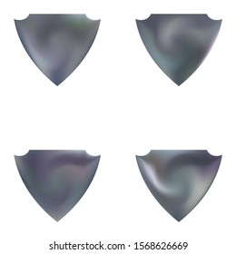 Collection of blurred backgrounds in the form of a shield. Trendy soft color form. Creative style of 80th. Silver modern abstract covers for your graphic design or creative projects.