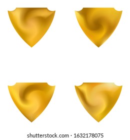 Collection of blurred backgrounds in the form of a shield. Trendy soft color form. Isolated style of 80th. Yellow modern abstract covers for your graphic design or creative projects.