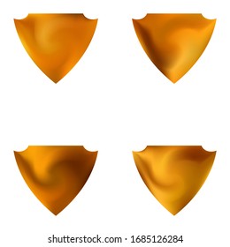 Collection of blurred backgrounds in the form of a shield. Neon style of 80th. Trendy soft color pastel. Brown modern abstract covers for your graphic design or creative projects.