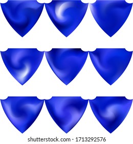 Collection of blurred backgrounds in the form of a shield. Trendy soft color logo. Minimal style of 80th. Blue modern abstract covers for your graphic design or creative projects.