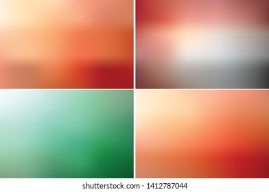 Collection of blurred backgrounds. Vector defocus texture. Multi-color abstract surface