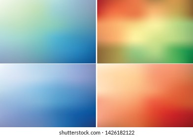 Collection of blurred backgrounds. Vector defocus texture. Multi-color abstract surface