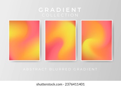 Collection of blurred gradient abstract background sunshine orange summer