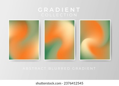 Collection of blurred gradient abstract background green orange