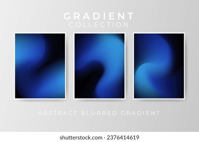 Collection of blurred gradient abstract background dark blue