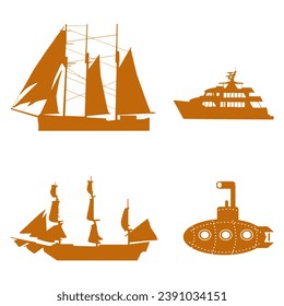 collection of boat icon images from several vector models