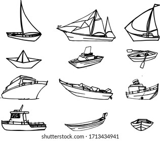 A Collection Of Boat And Ship Illustrations Suitable For Any Of Transportation Or Holiday Content With Cartoon And Doodle Style