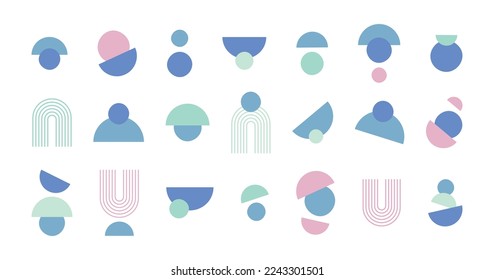 Collection boho arches and simple shapes in retro vintage colors. Set boho elements - for minimalistic wall banners in minimalism style, for abstract posters, interior wall posters