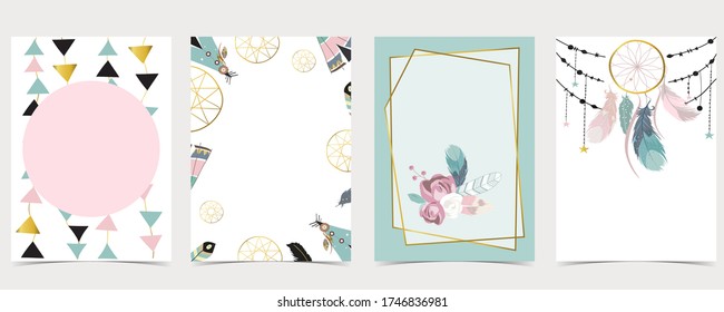 Collection of boho background frame set with lion, leopard, zebra,giraffe.Editable vector illustration for birthday invitation,postcard and website banner