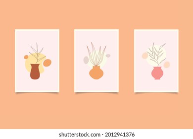 collection of boho style wall hangings, with a combination of hand drawn leaves vector illustration eps 10
