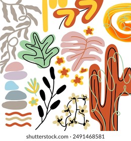 A collection of boho-style clip art for wall decoration