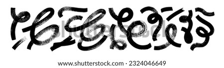 Collection bold curved lines with loops isolated on white. Hand drawn bold grunge wavy and swirled brush strokes. Simple childish vector scribbles and squiggles. Creative trendy style design. 