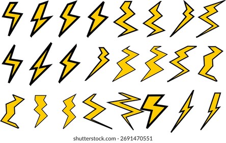collection of bolt lightning with black border