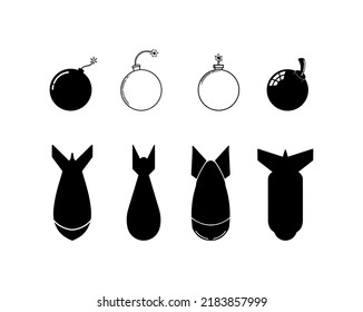 Collection Bomb Silhouette Drawing Stock Vector (Royalty Free ...