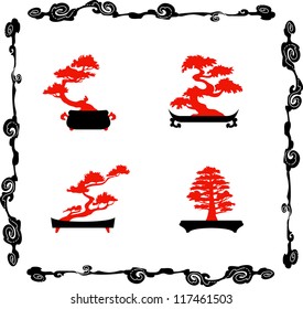 Collection of bonsai silhouettes