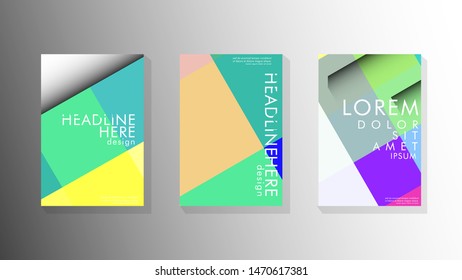 A collection of book cover concepts with overlapping rectangles. vector illustration