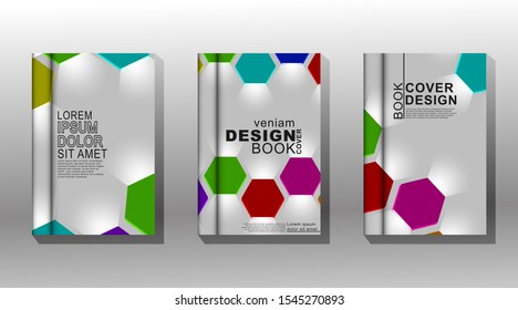 Collection of book covers, brochures, etc. design Colorful and luminous hexagon lantern vector lights