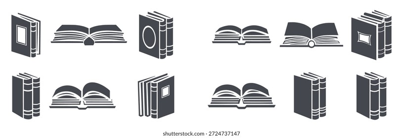 coleção de ícones de livro representando vários 