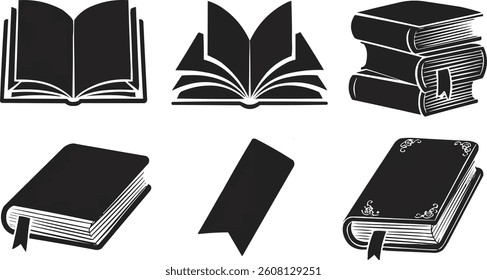 A collection of book silhouettes