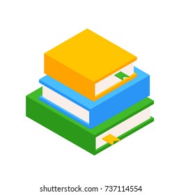 collection of books in hardcover. Stack of three books. Colorful books isolated on white background. Vector illustration with isolated layers. Education concept.