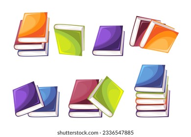 Sammlung von Büchern.Ein Stapel Bücher, Lehrbücher.Weltbuchtag, zurück zur Schule.Vektorgrafik.