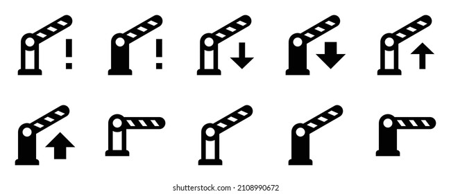 Collection of boom gate icons. Black flat icon set isolated on white Background