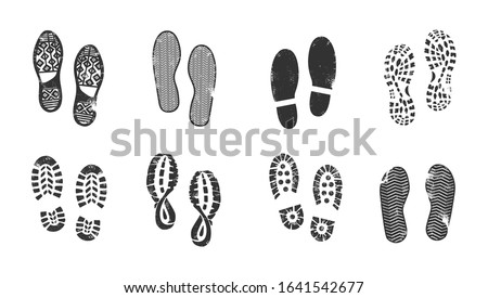 Collection of bootprints isolated on white. Vector illustration.