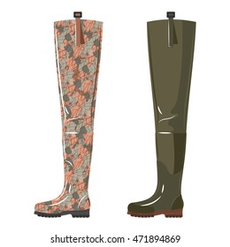 A collection boots. Hunting. Vector illustrations in flat style. Isolated vector illustration