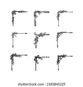 Collection of Border Frame in Silhouette Illustrations 