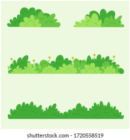 Collection of border grass in flat design