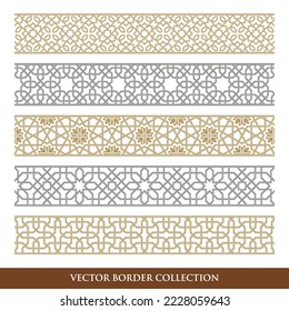 Collection of borders and decorative elements, Traditional Islamic frame, Vector illustration