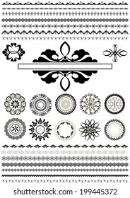 Collection of borders and round ornaments