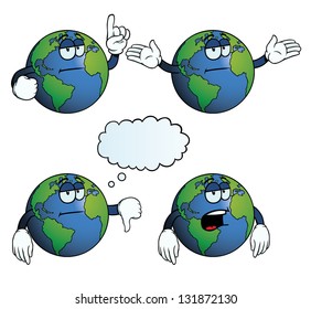 Collection of bored Earth globes with various gestures.