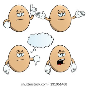 Collection of bored eggs with various gestures.