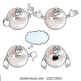 Collection of bored pearls with various gestures.