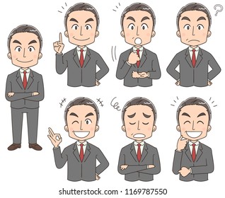 A collection of boss businessmen with various expressions