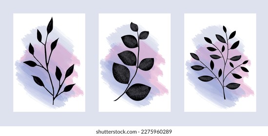 Collection of botanical art backgrounds. Vector illustration
