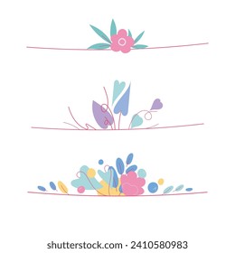 Colección de composiciones botánicas para invitaciones, tarjetas, felicitaciones. Elementos vegetales para la decoración festiva sobre fondo blanco. Dibujo manual. Ilustraciones vectoriales.