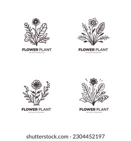 Collection of Botanical and femenine logos and minimal flowers logo icons