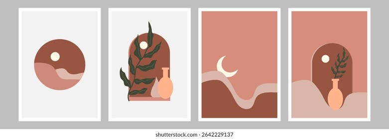 Collection of botanical wall art abstract print.