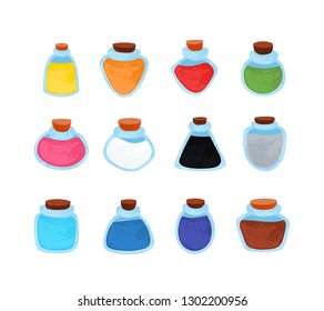 Collection of bottles with different colors
