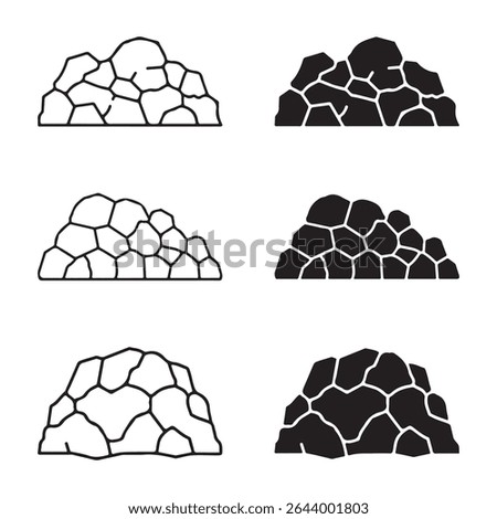 Collection of boulder wall icons, suitable for environments, maps and construction visuals