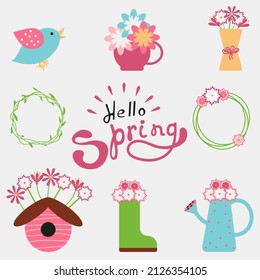 The collection of bouquet of flower in the teapot set. Graphic resource about flower with the teapot set for graphic, content , banner, sticker label and greeting card