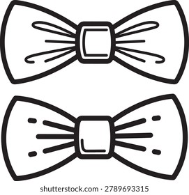 Collection of bow tie icons in vector format. Formal neckwear illustration. Elegant accessory silhouette. Simple graphic design elements.
