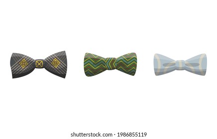 Colección de corbatas de arco. Elementos de diseño de la ropa aislados sobre fondo blanco. Artículos de tela para armario masculino de estilo elegante