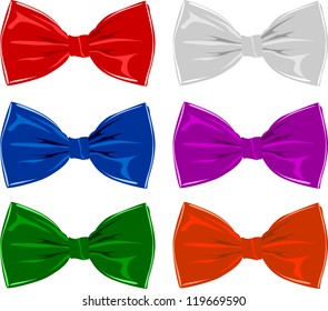 Collection of bow ties, isolated on white, vector illustration