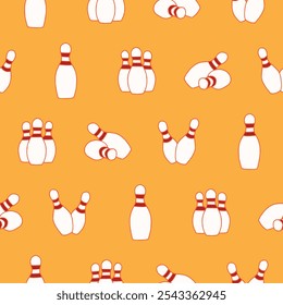 Collection of Bowling Pin Vector Seamless Pattern illustration Design