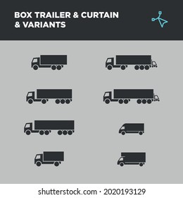 Collection of box trailer and curtain side trucks, lorries and vans with moffett manitou